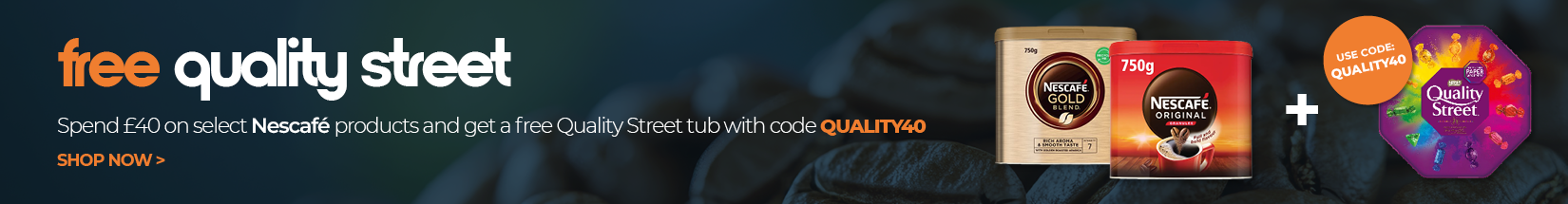 Spend 40 on select Nescafe products and claim a free tub of Quality Street with code QUALITY40.